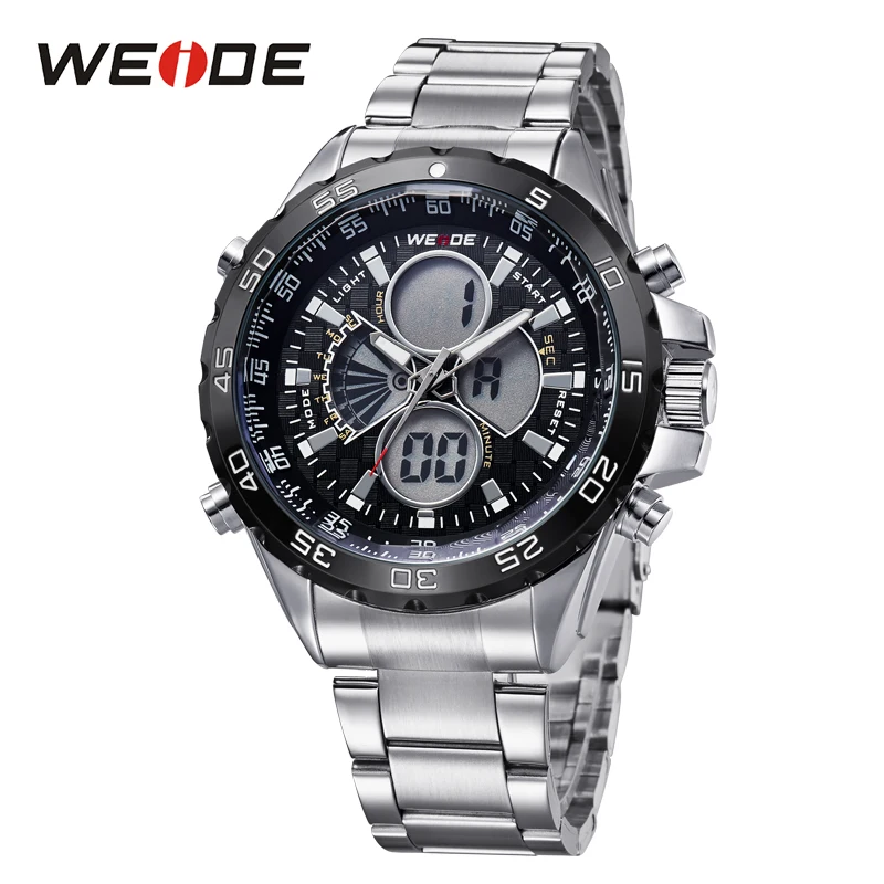 

WEIDE Top Luxury Brand Analog Alarm Date Display Men's Watch Sports Quartz Stainless Band Wrist Military Watch Relogio Masculino
