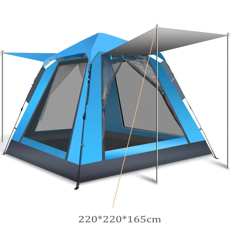 FLYTOP 3-4 человек Быстрый Автоматическое открытие палатка легкая настройка Pop Up большой Семья тент, навесы беседка для сада 210x210x135 см - Цвет: Upgraded Blue