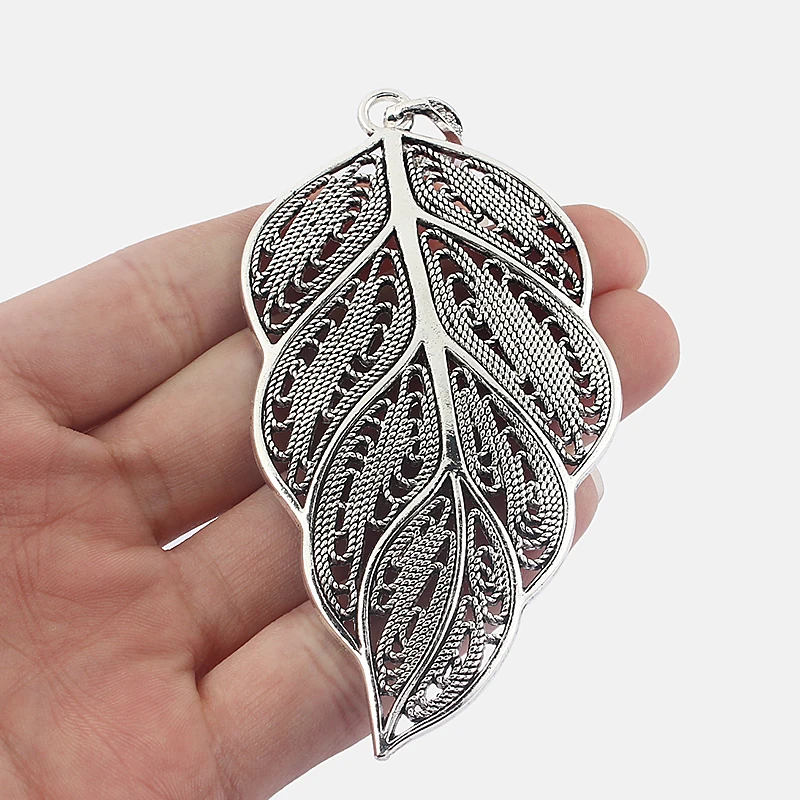 2 шт антикварные серебряные большие полые филигранные подвески в виде листьев цветов подходят для изготовления ожерелья своими руками