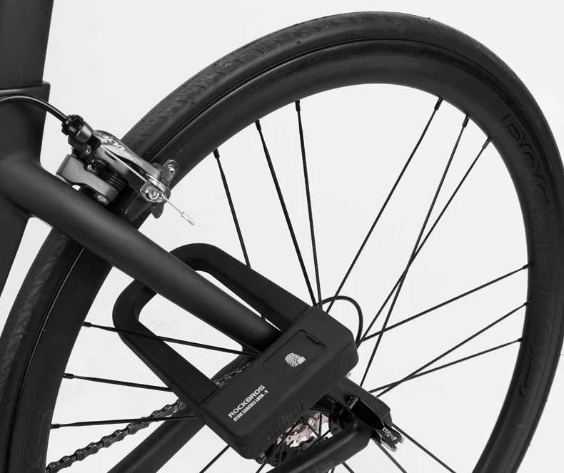 ROCKBROS Bike Bicycle Lock Anti-theft Bike Motorcycle Lock Fingerprint Lock MTB Road Folding Cycling U Lock Bicycle Accessories