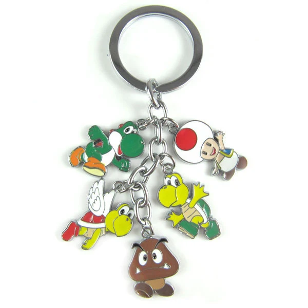 New Super Mario Bros metal figure model toy keychain pendant cartoon Mushroom Luigi Mario Yoshi Turtle keyring kids toys gift New Super Mario Bros metal figure model toy keychain pendant cartoon Mushroom Luigi Mario Yoshi Turtle keyring kids toys gift