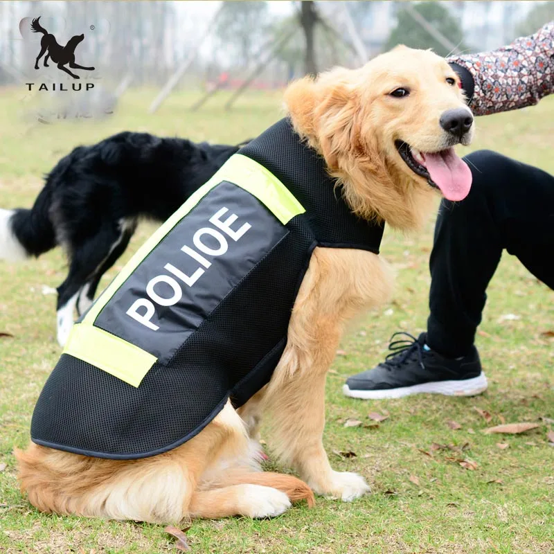 TAILUP Uniforms For Large Dogs Pet Fluorescent Breathable Mesh Clothes