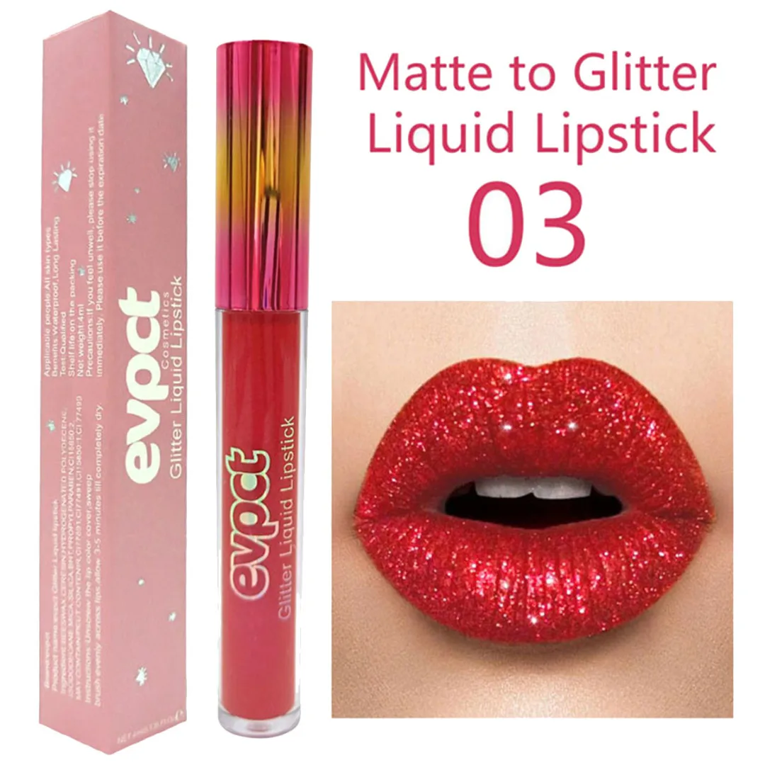 Shellhard 15 Colors Diamond Glitter Glossy Makeup Liquid Lipstick Matte Changed Metallic Lipgloss Shiny Sexy Lip Gloss