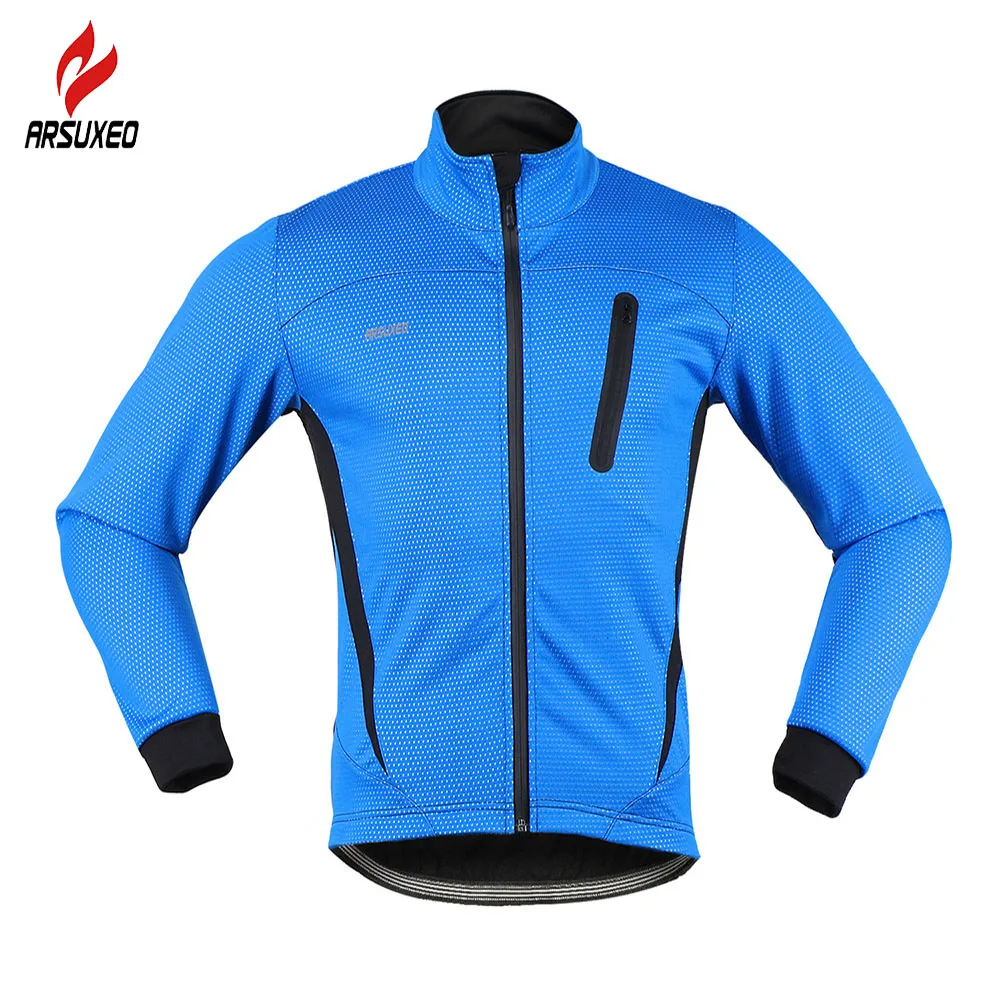 ARSUXEO MTB Cycling Winter Jacket Men Warm Up Fleece Thermal Bicycle