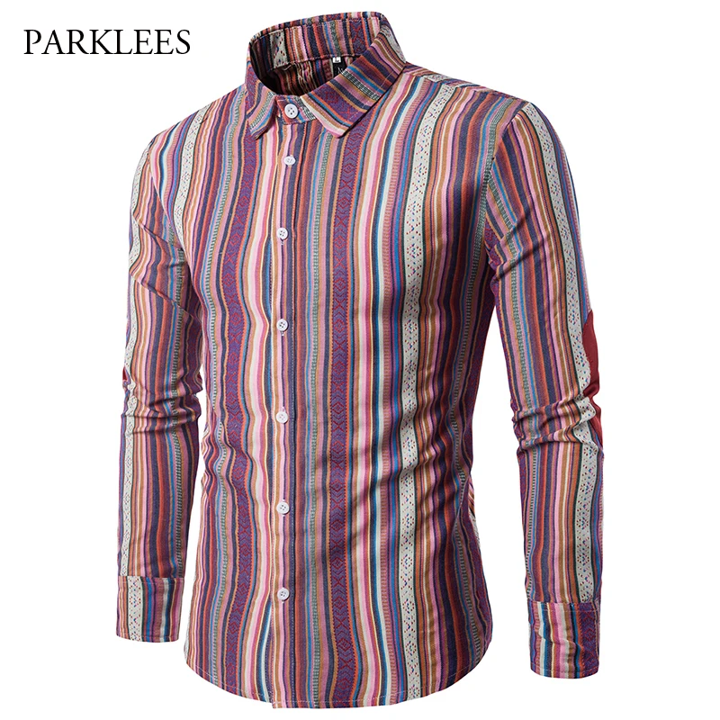 Vertical Striped Shirt Men 2017 Autumn Fashion Casual Button Down Mens