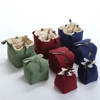

XMT-HOME tea cozies cloth bag for one teapot two cups/four cups portable cotton linen teapot tied tea cups bag 1pc