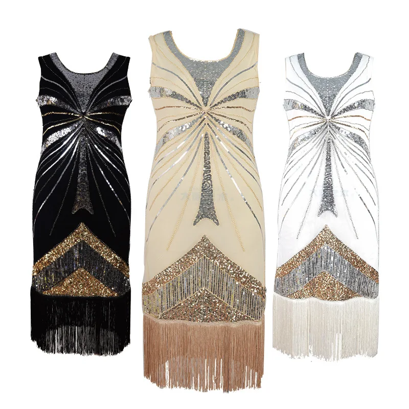 1920s Great Gatsby Robe Sequined Embellished Fringed Dress O-Neck Tassel Flapper Dress Summer Party Dresses vestidos verano 2018 (1)