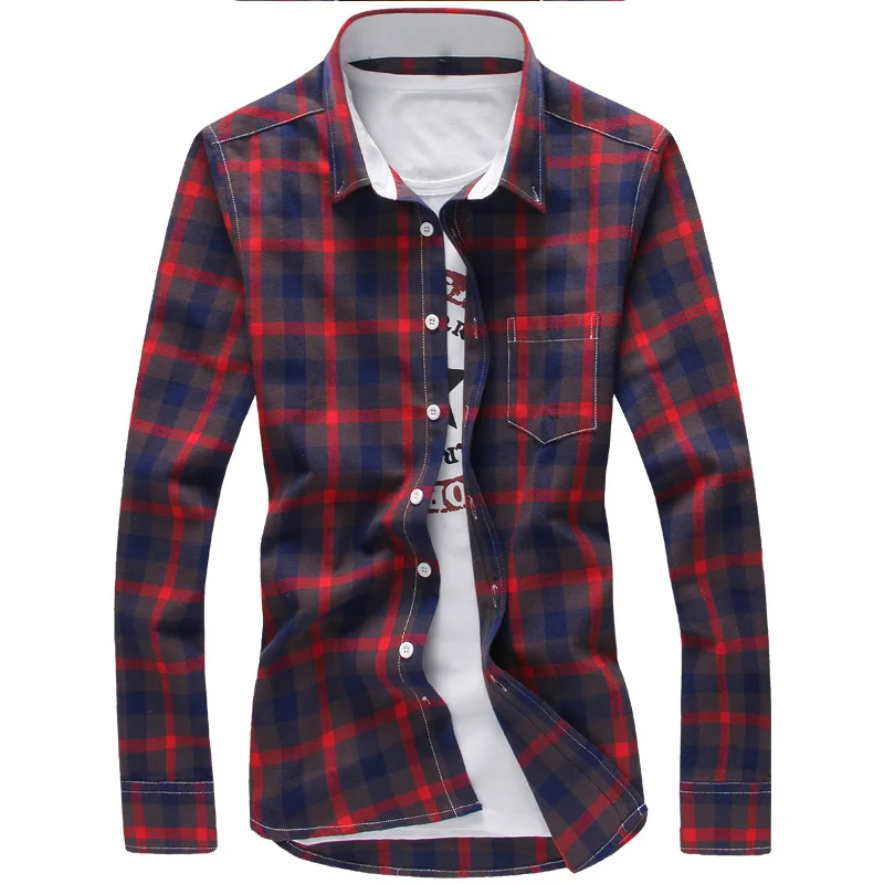 Рубашка мужская в клетку с длинным рукавом на пуговицах|mens checkered shirts|plaid shirt menplaid men