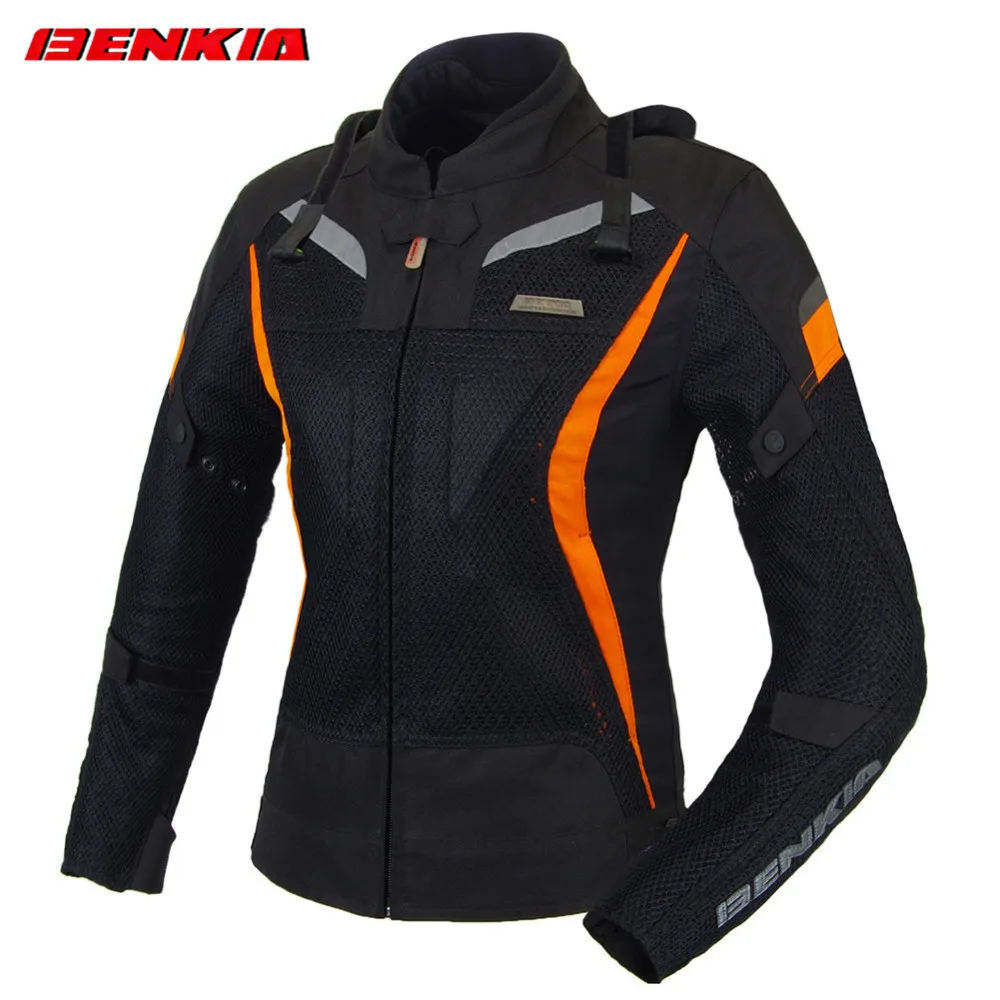 

BENKIA JWW21 Women's Motorcycle Jackets Race Clothing Racing Jackets Grid Material Motorbike Racing Jacket With Protector Guards