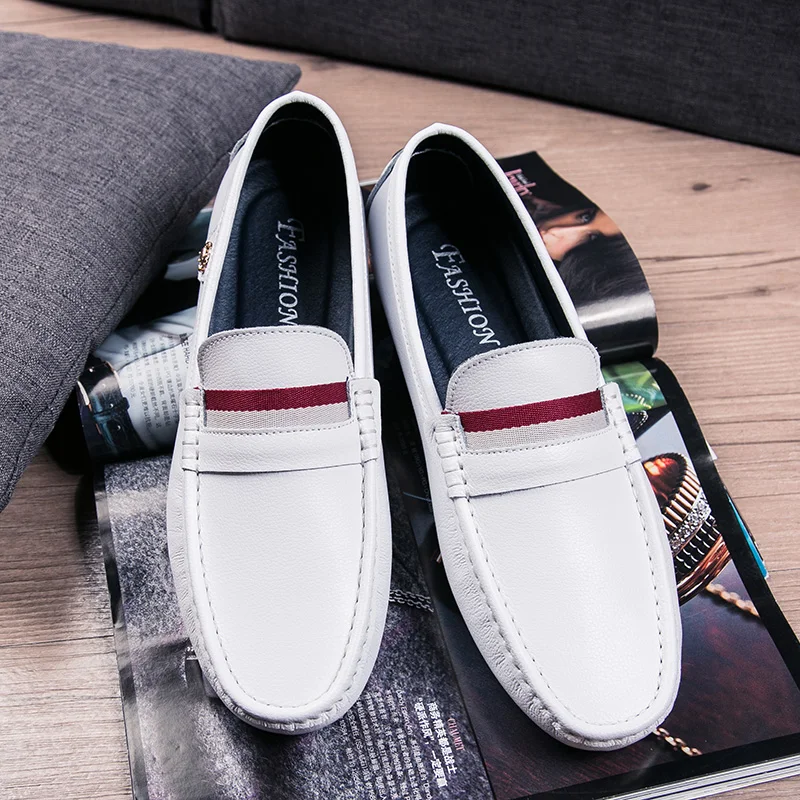 AGSan/ г. Новые весенние мужские лоферы обувь для вождения из натуральной кожи черные, белые кожаные мокасины дизайнерские лоферы на плоской подошве, размеры 38-46