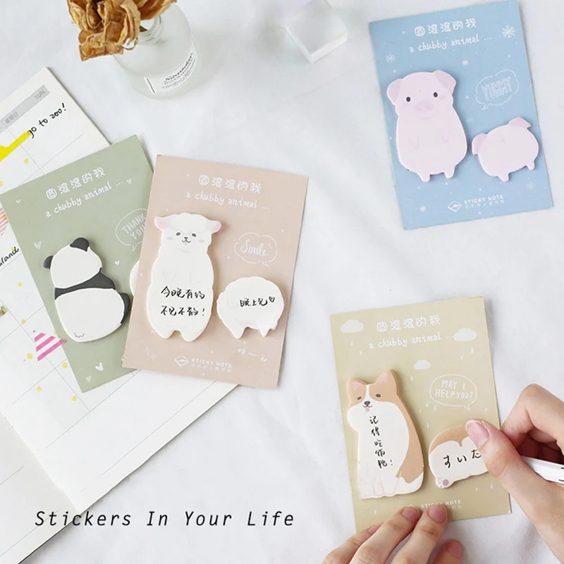 

1X Cute Fat little animal weekly plan Sticky Notes Post Memo Pad kawaii stationery School Supplies Planner Stickers Paper