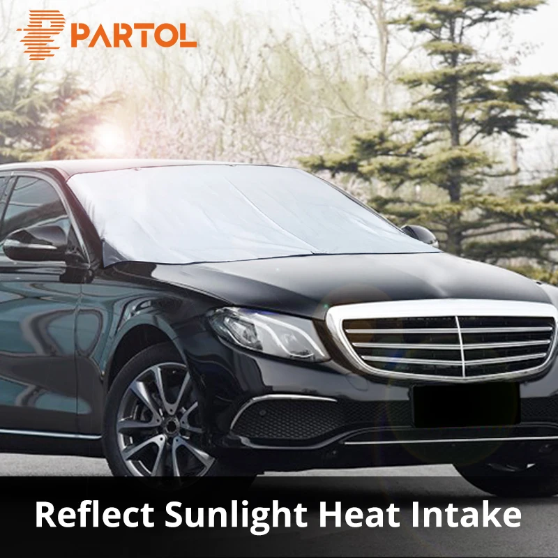 

Partol Universal Big Size Automobile Sunshade Cover Snow Ice Shield For Windshield Winter Sun Car Front Window Windscreen Cover