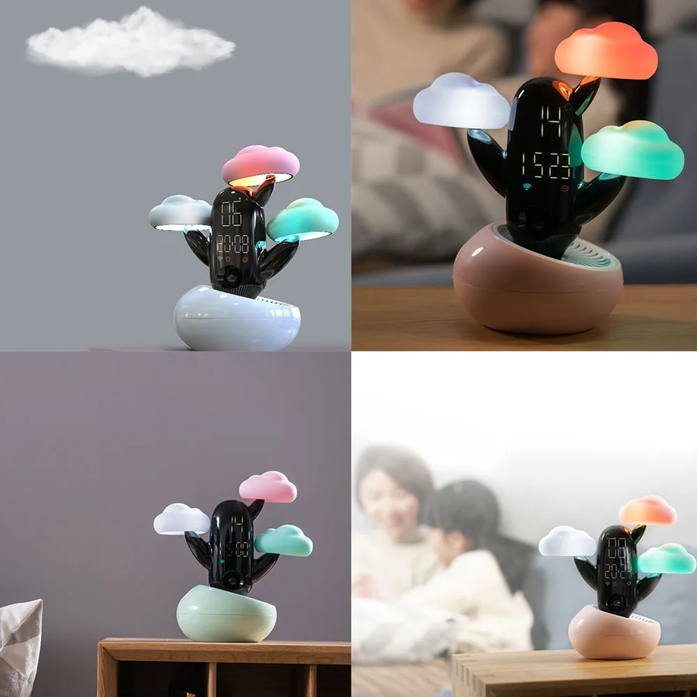

Creative Cloud Weather Time Light Alarm Clock Ali Smart Reminder Bedside Decoration Clock Bedroom Induction Night Light 1pc