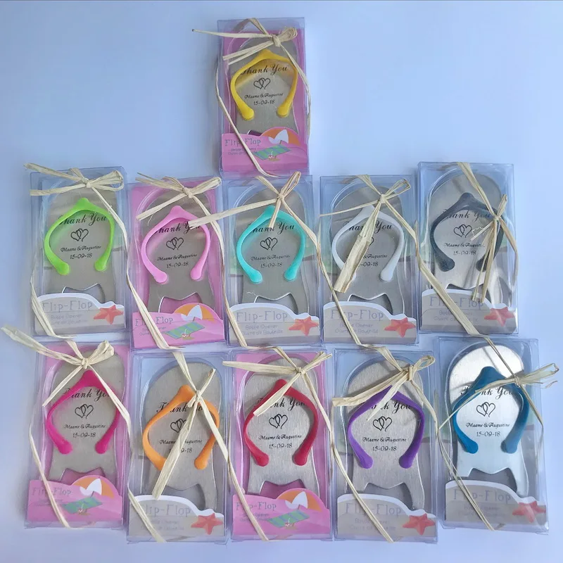 

(50pcs/Lot)FREE SHIPPING+Customized Flip-flop Bottle Opener Beach Themed Wedding Favors Personalized Special Gift For Guest