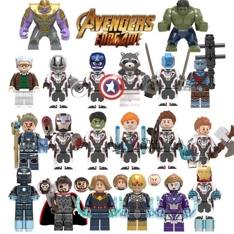 

50pcs/lot Wholesale kit Legoings Hulk Thanos Iron Man Marvel Avengers 4 Endgame Super Hero Thor Brick Building Blocks Kids Toys