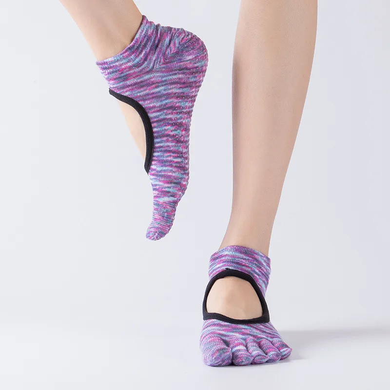 1 пара, женские нескользящие носки для йоги, спортивные носки с пятью носками, ПВХ, Нескользящие, в горошек, дышащие, впитывающие пот, Пилатес, балет, тренажерный зал, фитнес - Цвет: Color 5