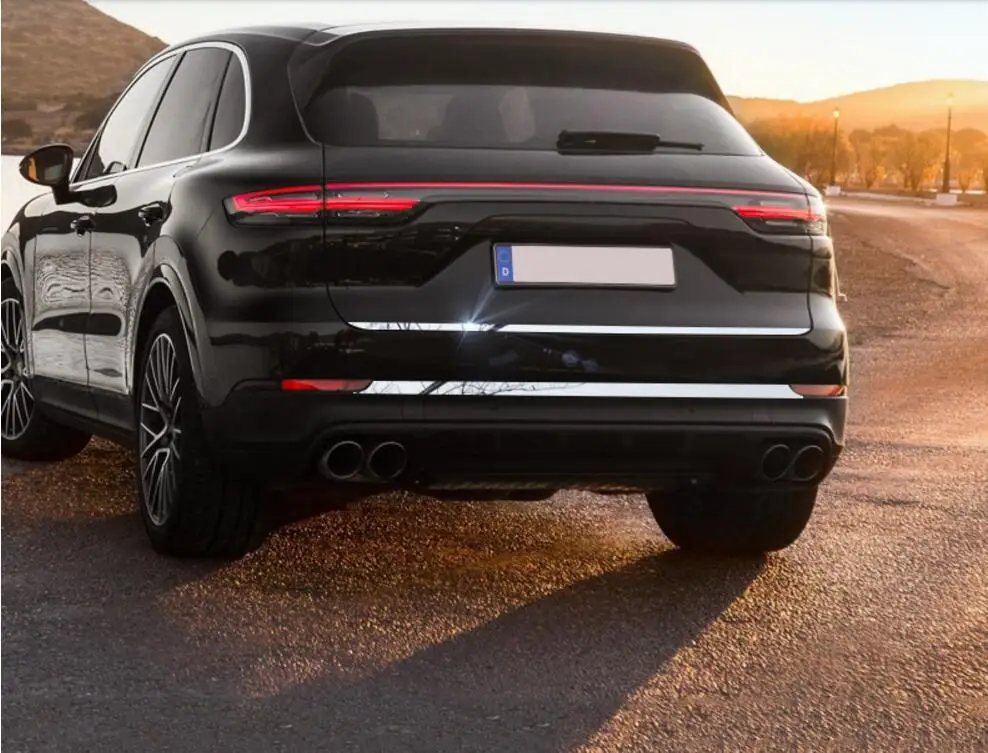 

JINGHANG Car stainless steel Rear door tailgate frame Bottom trunk plate trim hoods Fit For Porsche cayenne 2015-2019