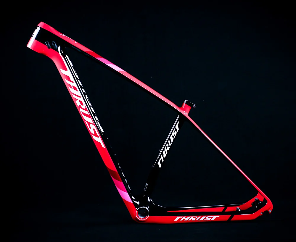 Discount THRUST Bicycle Frame 29er 27.5er Mountain Bike Carbon Frame Size 15 17 19 BSA BB30 Disc Brake Tapered Carbon mtb Frame UD Black 11