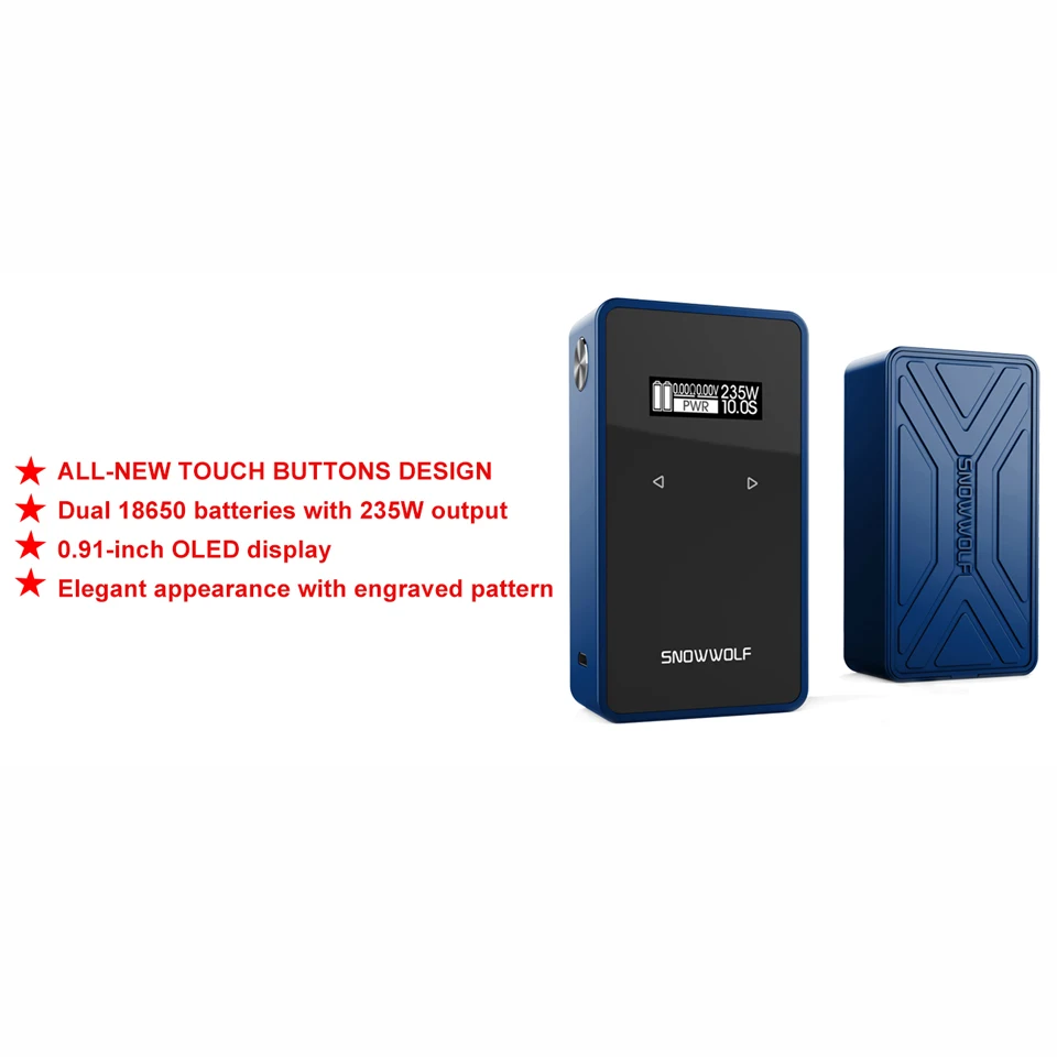 Оригинальный бокс мод Snowwolf 200 Вт C 235 TC электронная сигарета вейп с 0 91 дюймовым OLED