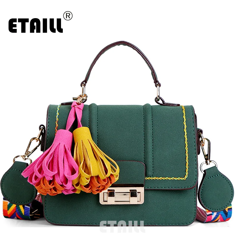 ETAILL Nubuck Pu font b Leather b font Crossbody Tassel Bags for Women Small Flap Top