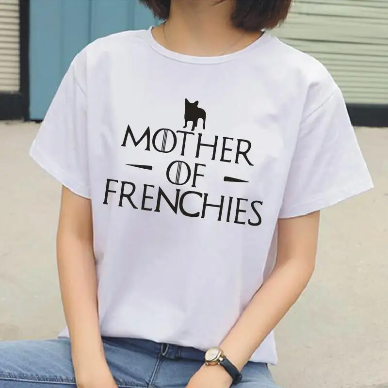 Футболка женская с надписью Mother of French ies модный топ принтом французского бульдога