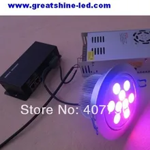 В Северную Америку 20 шт./лот RF беспроводной контроллер 4 провода rgb dmx 9X1 Вт Светодиодный потолочный светильник DC 12 В