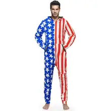 Для Мужчин's полосы со звездами, флaг сшa yзкиe Толстовка с принтом Одна деталь Для мужчин s Для женщин в стиле Супермена с капюшоном комбинезон на молнии Свободный комбинезон боди