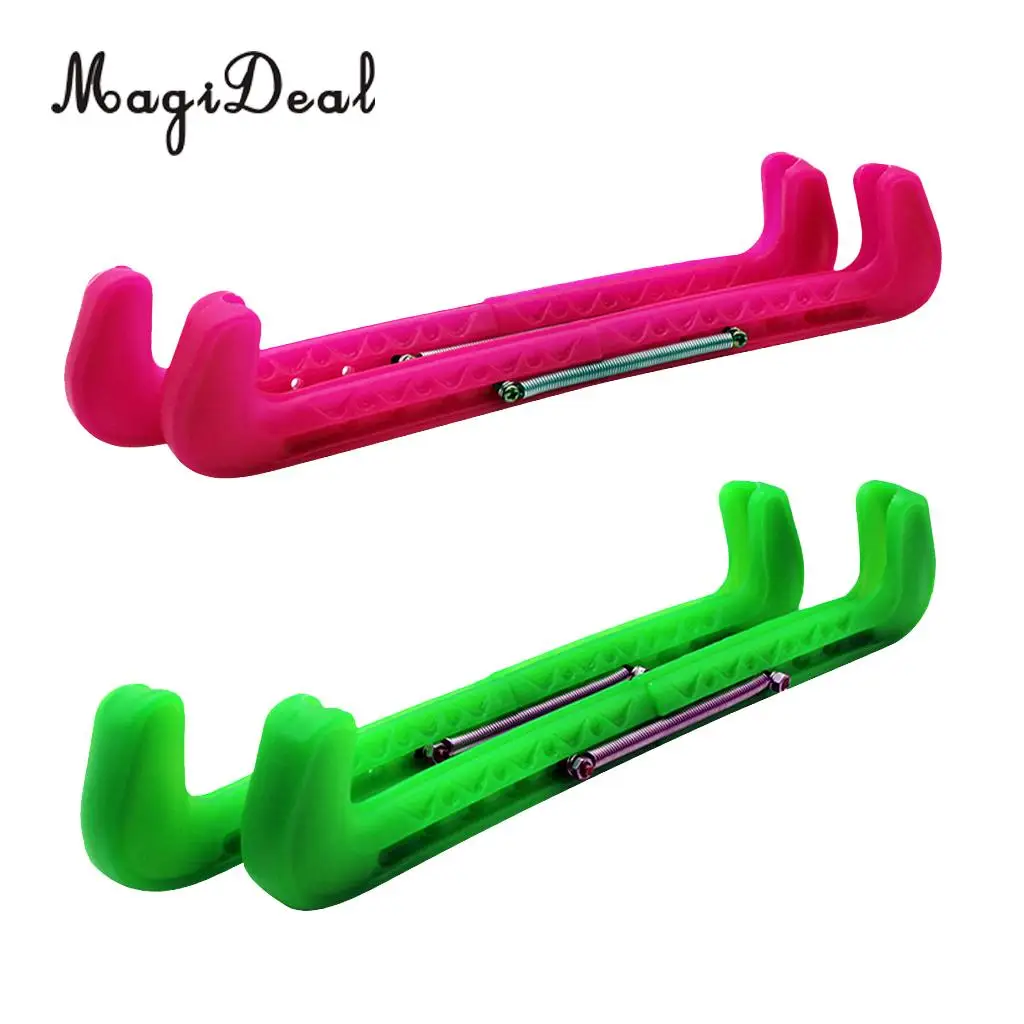 MagiDael 2Pairs Plastic Ice Hockey Figure Skate Walking Blade Guard Adjustable Cover 