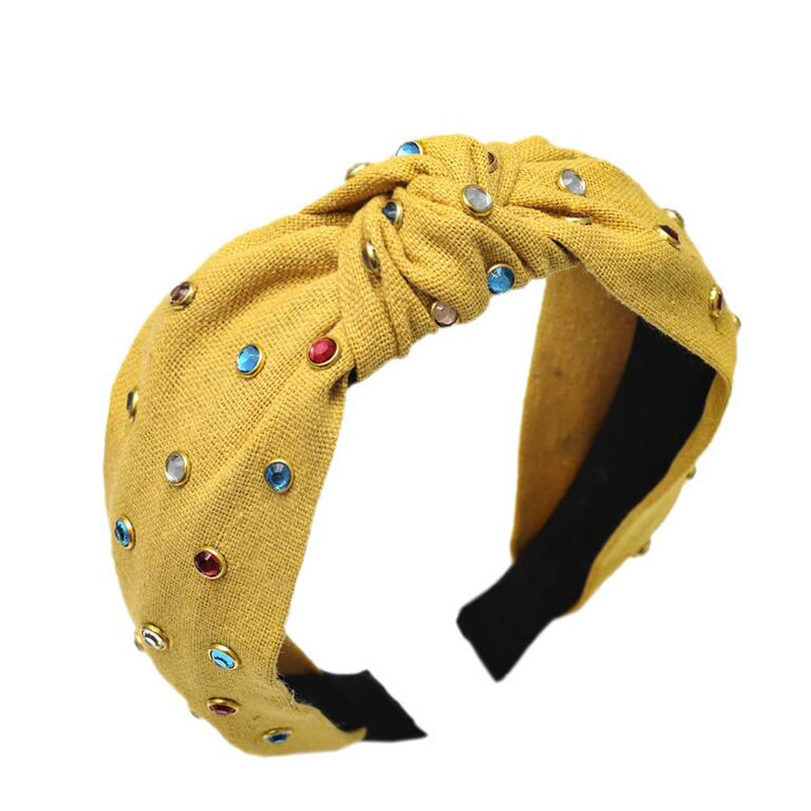 Новая мода горный хрусталь Hairband женские конфеты ручной работы цвет головная повязка Девушки аксессуары для волос в виде тюрбана высокого качества