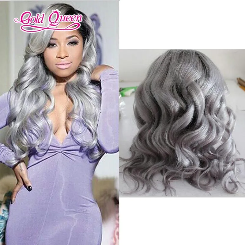 silver ombre brazilian human hair lace front wigs full lace wigs 150