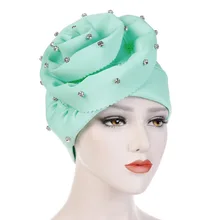 NIBESSER Модный женский стиль гофрированный большой цветок шарф Кепка мусульманский головной убор шапка тюрбан после химиотерапии дамские банданы аксессуары для волос