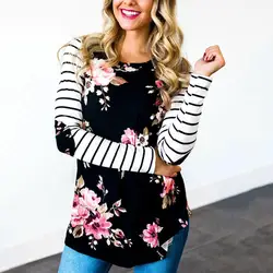 Fall 2019 Fashion Female T Shirt Striped Sleeve Floral Elbow Patch Baseball Tees O-Neck Full Long Raglan Sleeve Casual Tops Fall 2019 Fashion Female T Shirt Striped Sleeve Floral Elbow Patch Baseball Tees O-Neck Full Long Raglan Sleeve Casual Tops