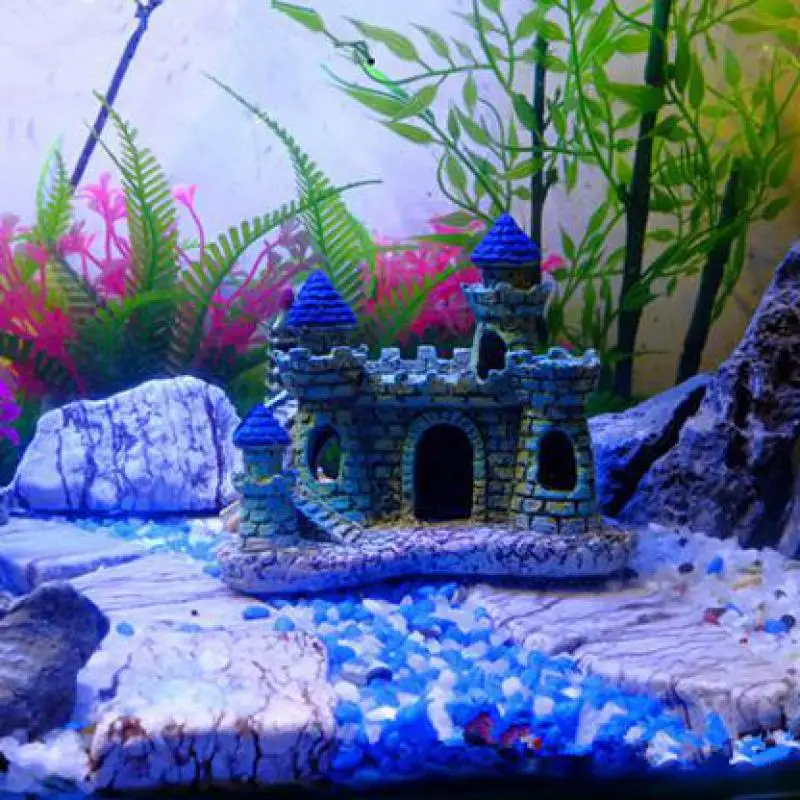 Полимерные Мультяшные аксессуары/украшения для аквариума замок башня украшения