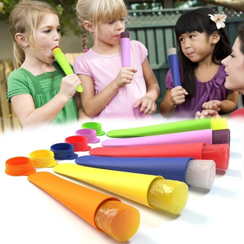 

4Pcs/set Chindren Summer Popsicle Maker Ice Cream Mold Food-Grade Silicone Frozen Ice Cream Pop Mould Kitchen Tools Accessories