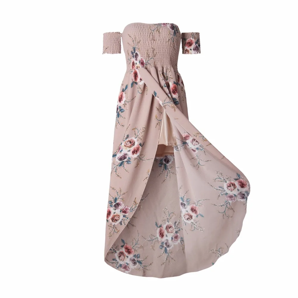 Бохо Макси Платье женское с открытыми плечами пляжное шифоновое платье Лето винтажная женская одежда цветочный принт белое длинное платье Vestidos
