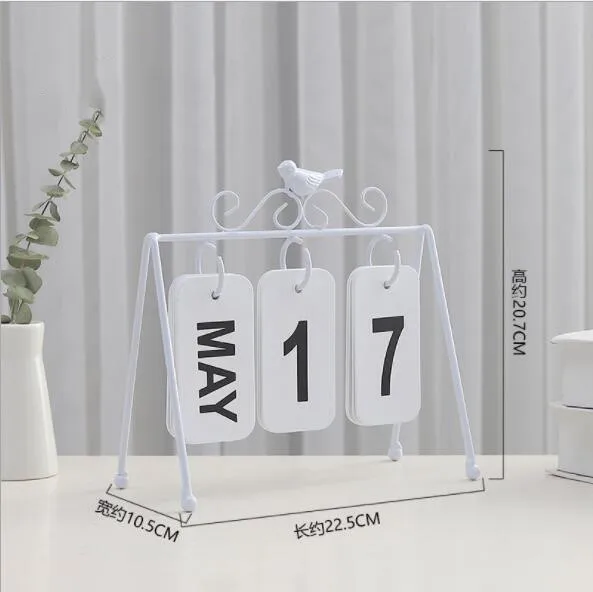 Модные ручные настольные металлические календари, украшения для дома, офисные настольные календари, деревянные, для канцтоваров, подарок на день рождения для девочек - Цвет: White