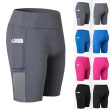 Новинка года, летние женские шорты для йоги, эластичные леггинсы для фитнеса, шорты для йоги с карманами, 6 цветов