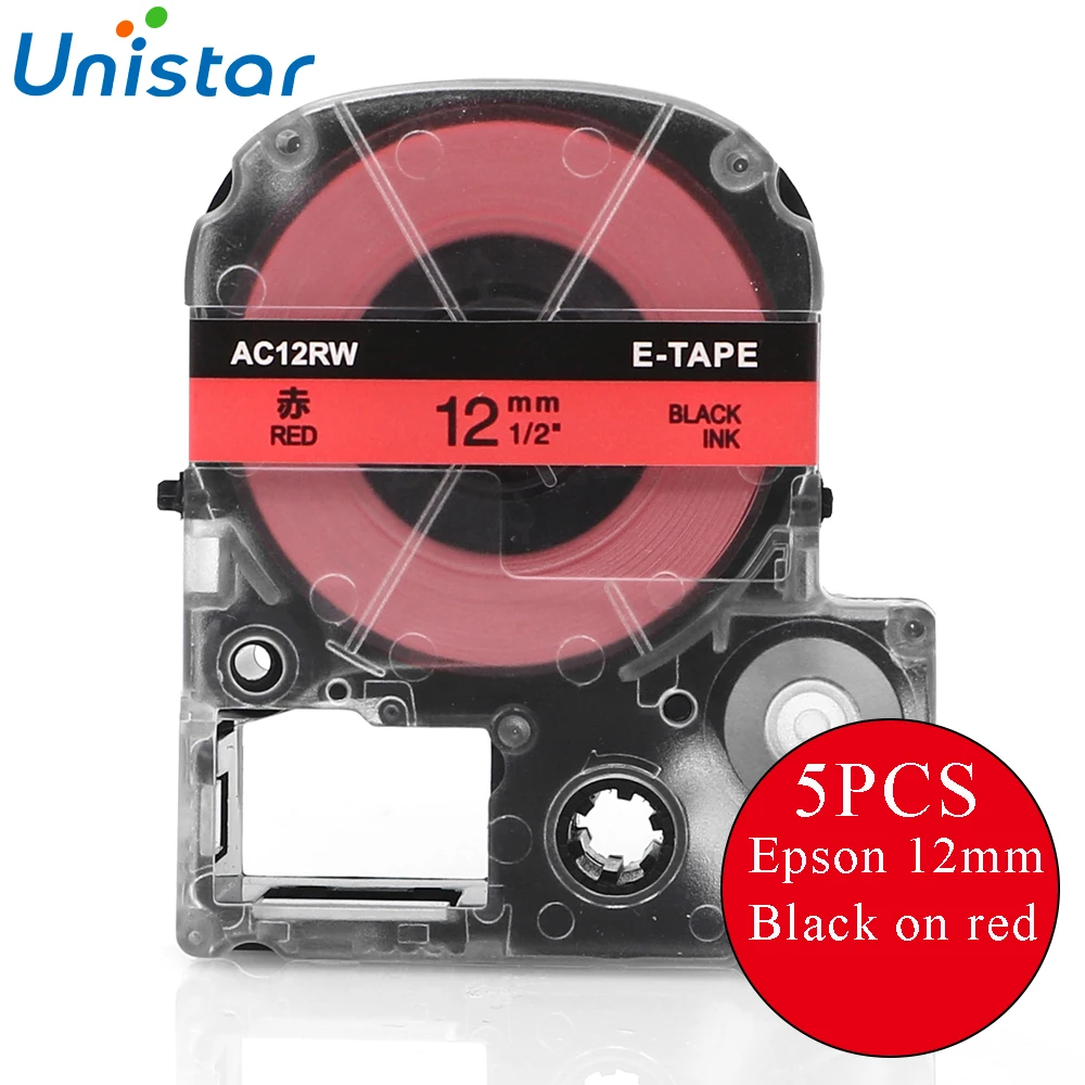 UNISTAR 5PCS Label Tapes Compatible for Epson and King Jim Printer