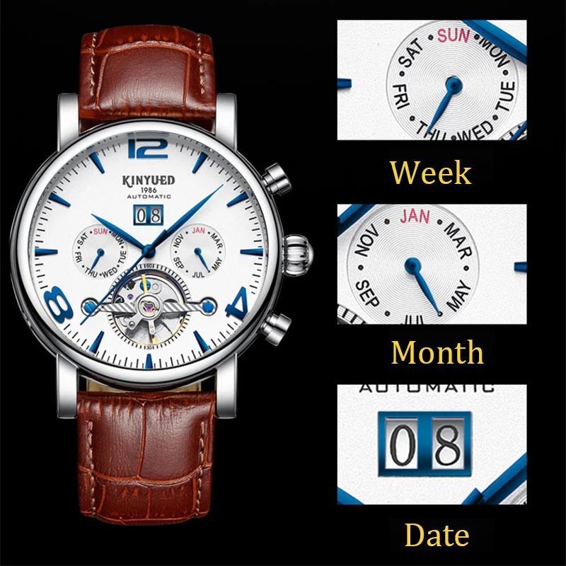 Black Gold Men Automatic Watch Luxury Brand Alloy Leather Band Waterproof Skeleton Mechanical Business Wristwatches Casual Dress (13)