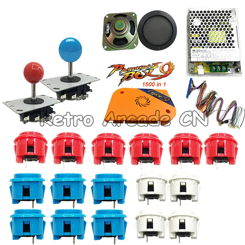 Arcade DIY kit with Pandora box 9 arcade version 1500 in 1 motherboard copy sanwa OBSC button joystick HDMI VGA for PC TV PS