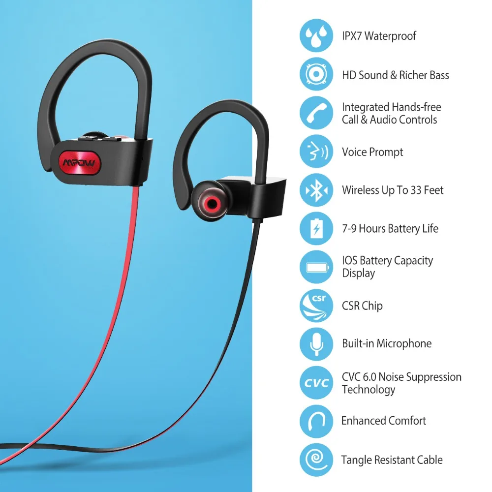 Mpow 088A Wireless Earphones Bluetooth Headphones with Mic Waterproof In-ear Sports Earbuds Noise Canceling Auricular Headsets (8)