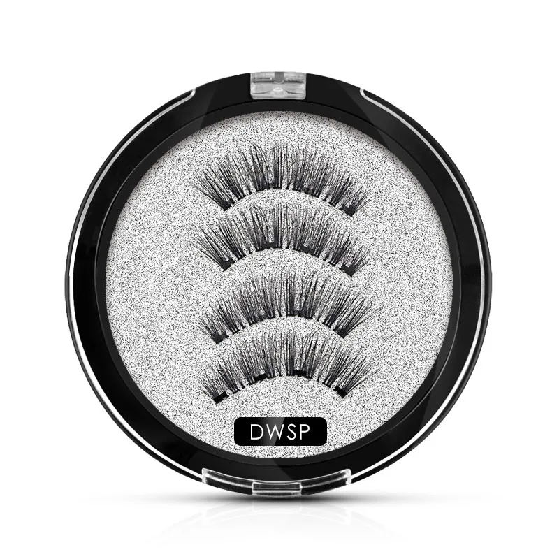 

Magnetic eyelashes with 4 magnets handmade 3D magnetic lashes natural false eyelash magnet lash with gift box DWSP