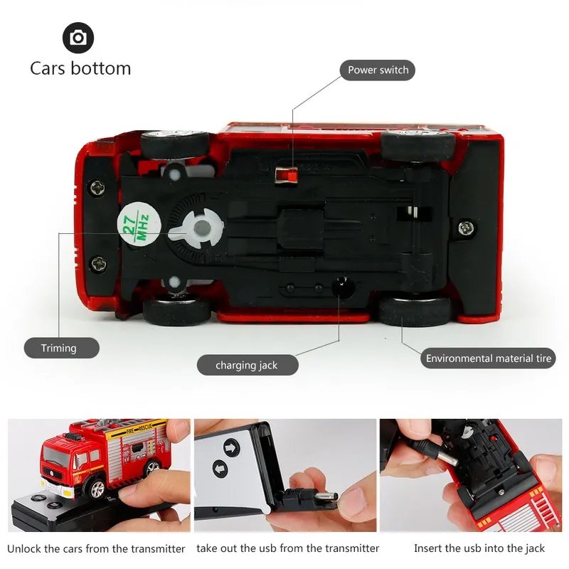 158 Mini Model Truck Diecast Fire Trucks RC Car Toy With Remote Control Water-Tank Lorry Or Ladder Children's Christmas Gifts (9)