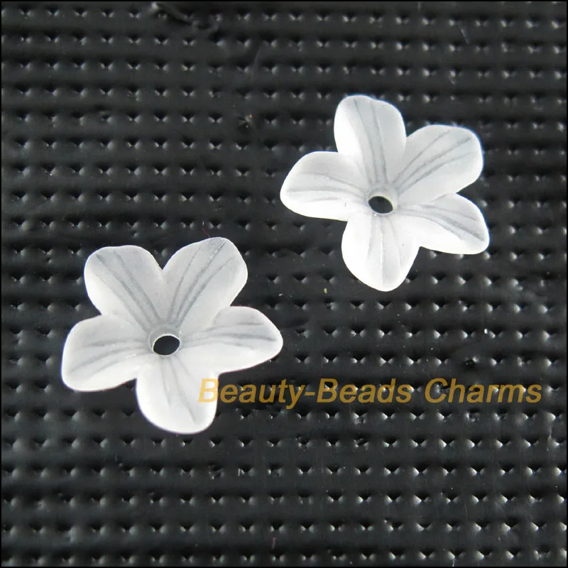 

New 150Pcs White Plastic Acrylic Flower Star Spacer End Bead Caps Charms 11mm