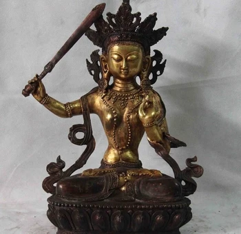 

16" Tibetan Copper Bronze Manjushri Kwan-yin Bodhisattva Guan Yin Buddha Statue