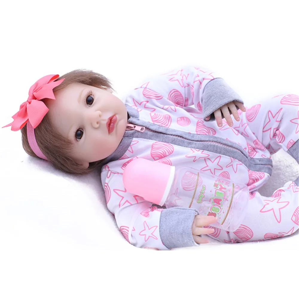 SanyDoll 16 дюймов 43 см Силиконовые baby reborn куклы, кукла reborn милая кукла в платье Рождественский подарок