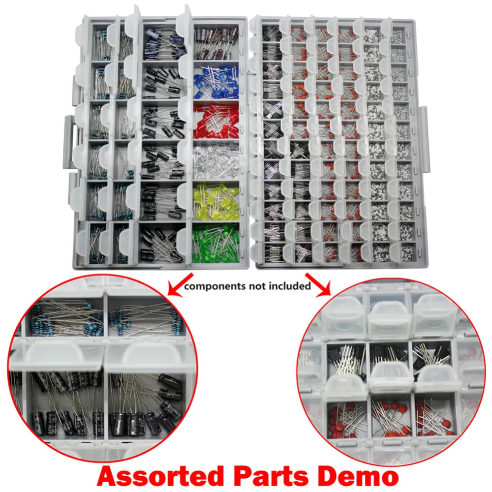 AideTek resistor capacitor Organizer Craft Beads Storage box kit enclosure SMD SMT parts organizer surface mount toolboxBOXALL96 6