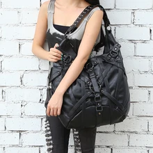 Steel steam punk Vintage Gothic Steampunk Exclusive Retro Rock Leather Shoulder Bag Handbag New Halloween Retro Rock Fashion