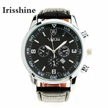 Irisshine B08 марка роскошные Мужчины часы montre homme Кварцевые Деловых мужская Военная Авто Дата Кожа Часы Оптом