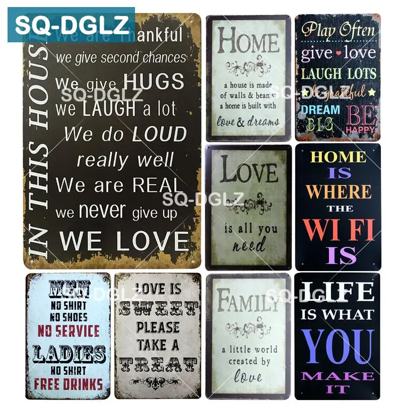 

[SQ-DGLZ] HOME/LOVE/FAMILY Metal Sign Sweet Words Tin Sign Metal Signs Home Decor Painting Plaques Art Poster